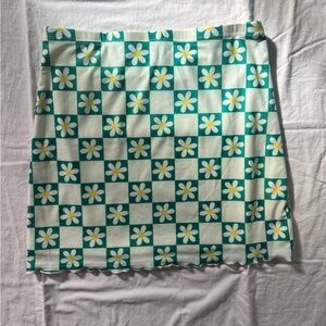 SHEIN Green and White Floral Skirt